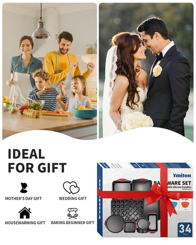 Ymiton bakeware parts noted as dishwasher-safe for quick cleanup.