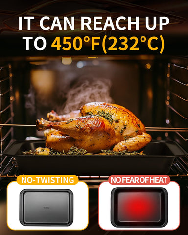 Ymiton oven-safe carbon steel withstands high-heat baking in standard ovens.