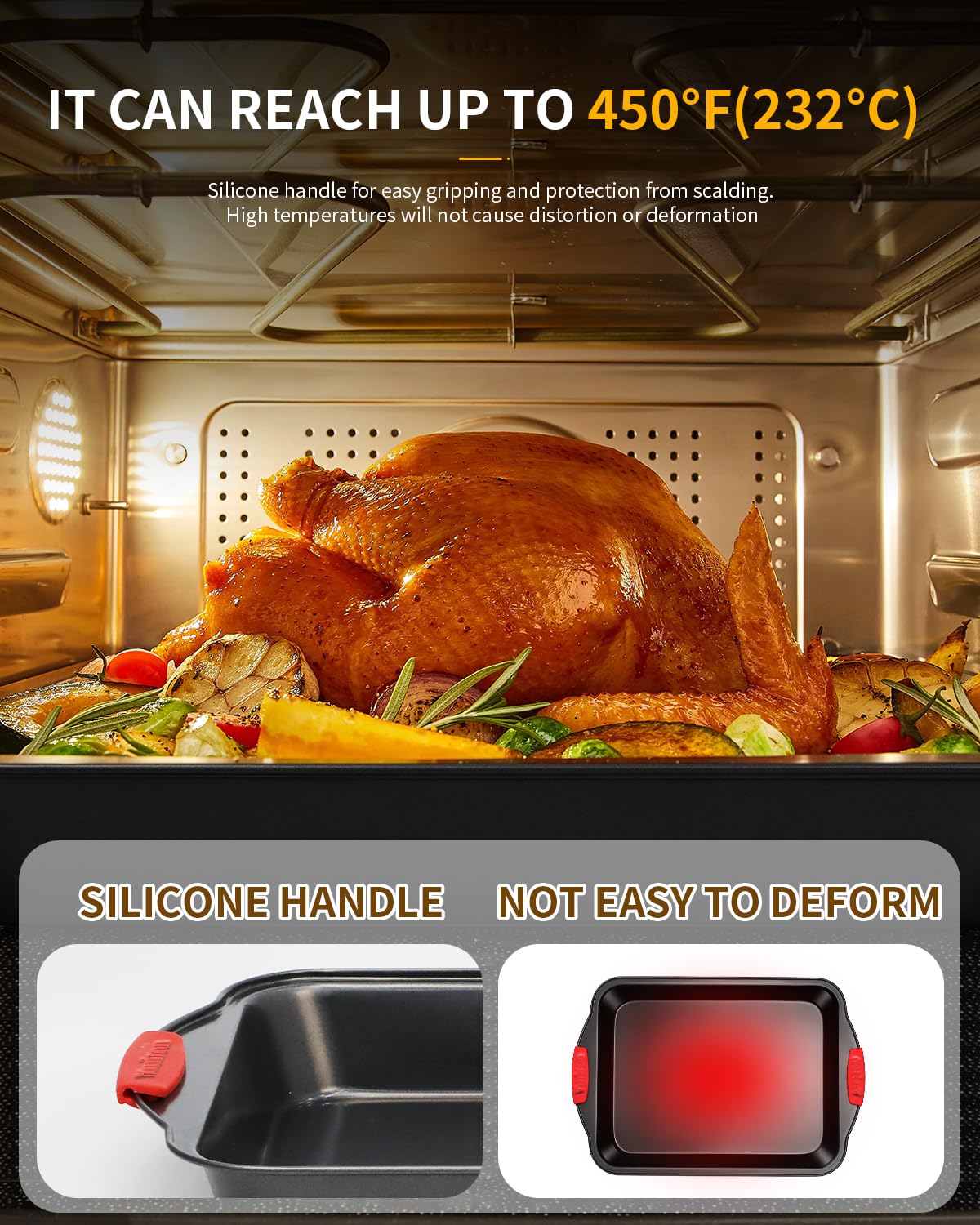 Stackable Ymiton bakeware design saving cabinet space and keeping things organized.