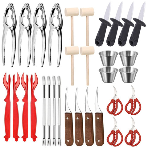 Ymkf Sqqr 32pcs seafood tools set with crab crackers for effortless shelling.