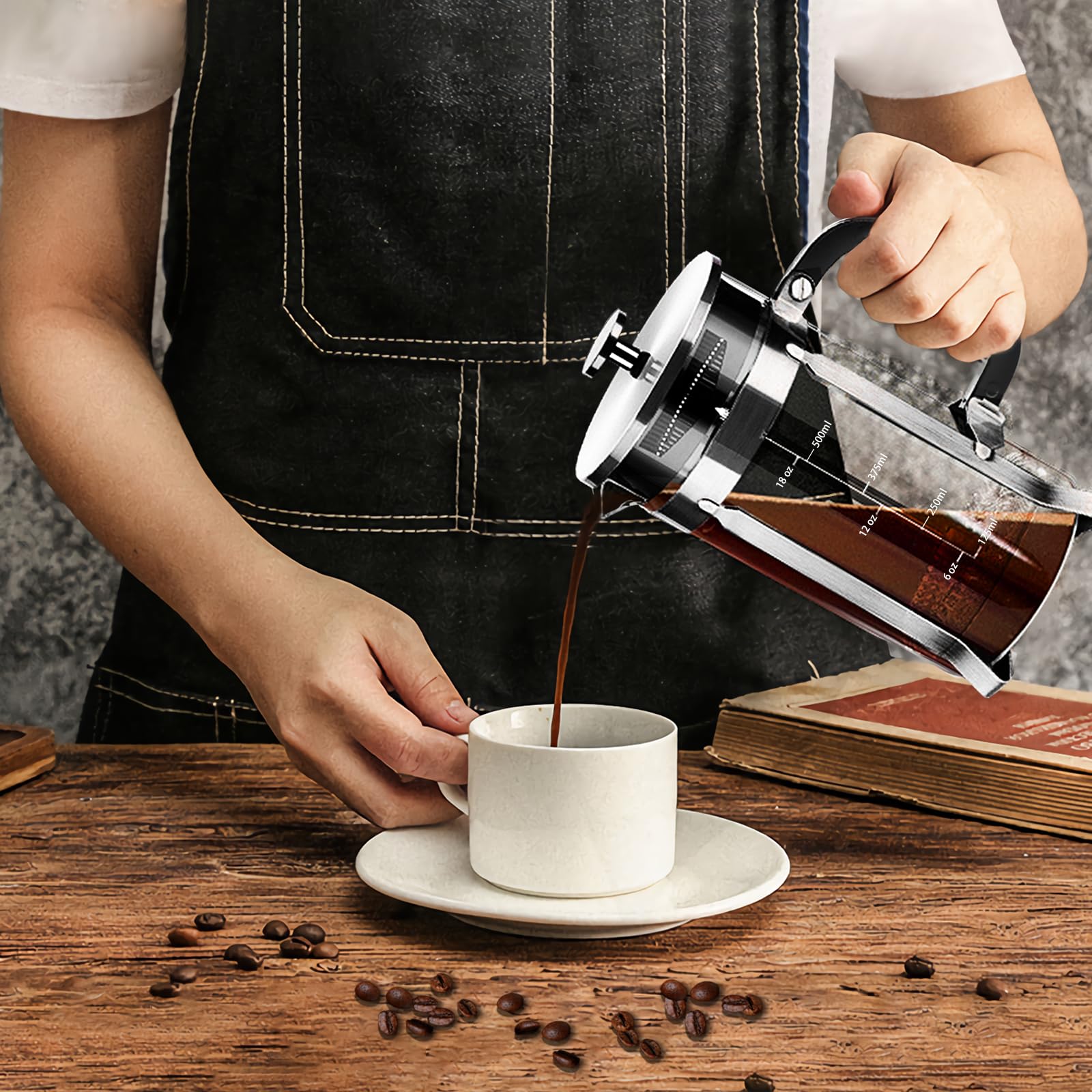 YMMIND 21oz dishwasher-safe plunger and filter parts for easy cleanup