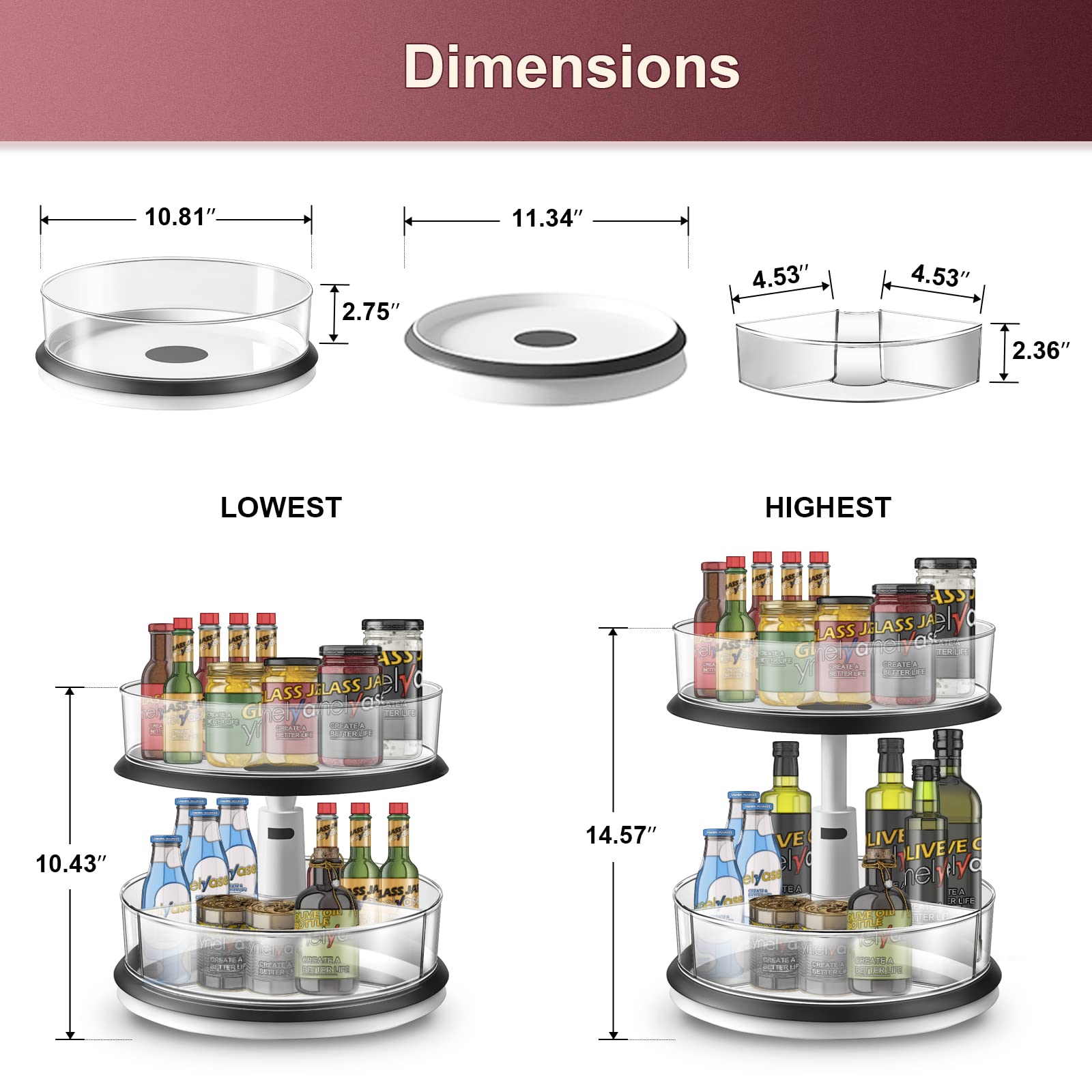 Ynelyase white lazy susan fits countertop organization and easy access.