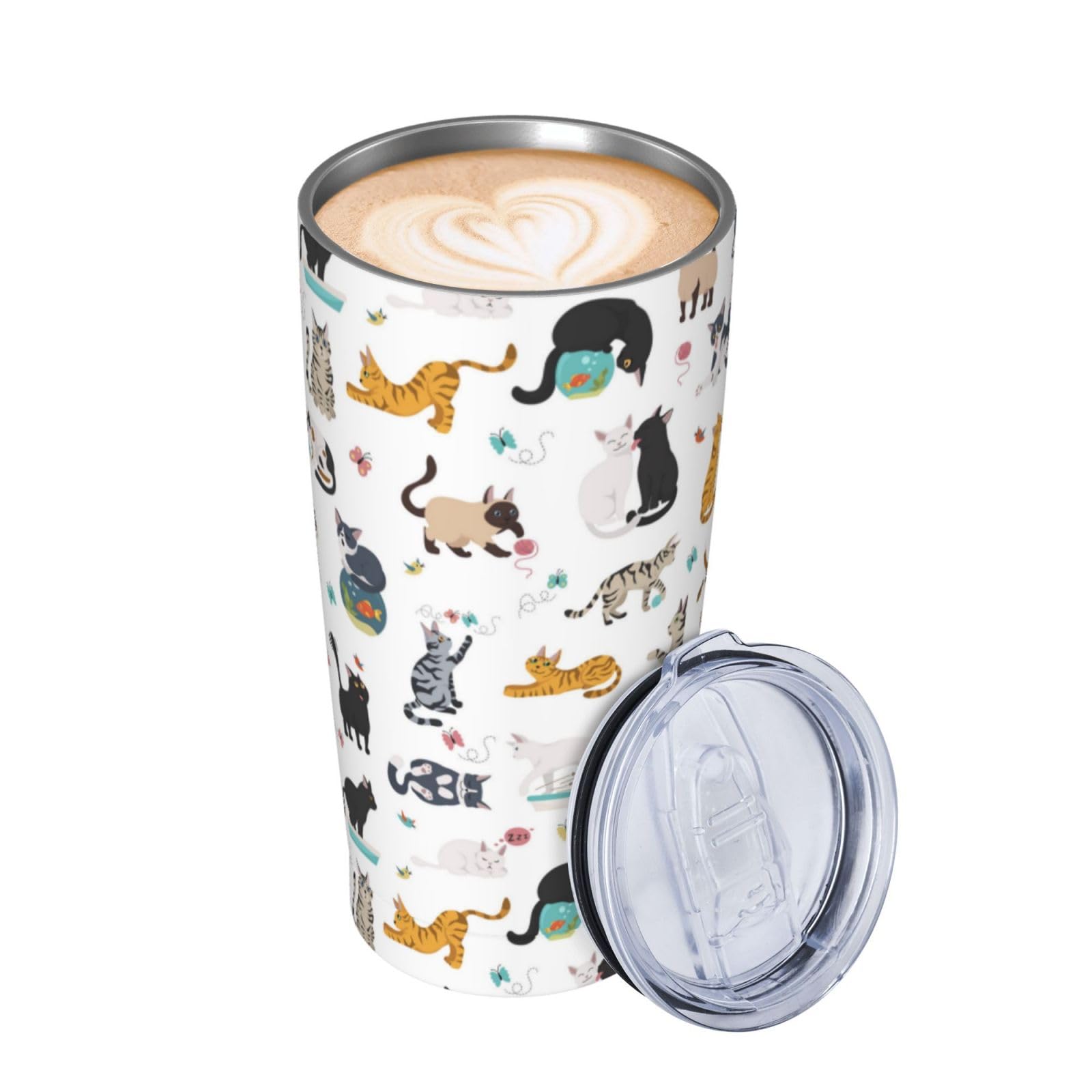 Yobvec cat mug in a cup holder, ideal for commuting and outdoor activities.