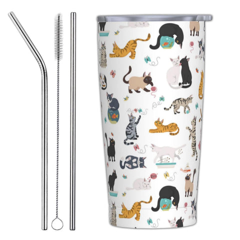 Yobvec cat tumbler with lid and straw, spill-proof design for on-the-go hydration.