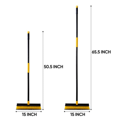 Yocada adjustable iron pole extends fifty to sixty-five inches for back-friendly cleaning.