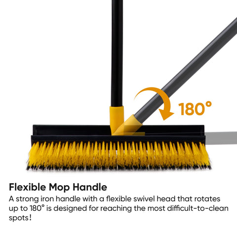 Yocada wet and dry use scrub brush handles tile, tub, and patio messes.