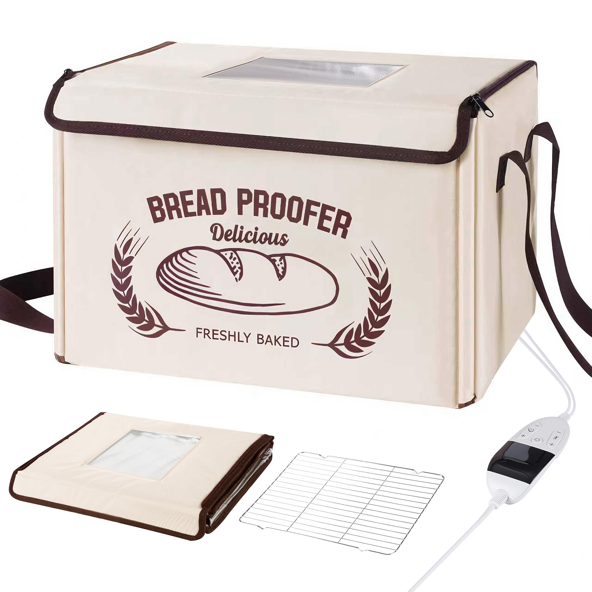 Yocookus folding bread proofing box front view showing three-zone heating for even dough rise