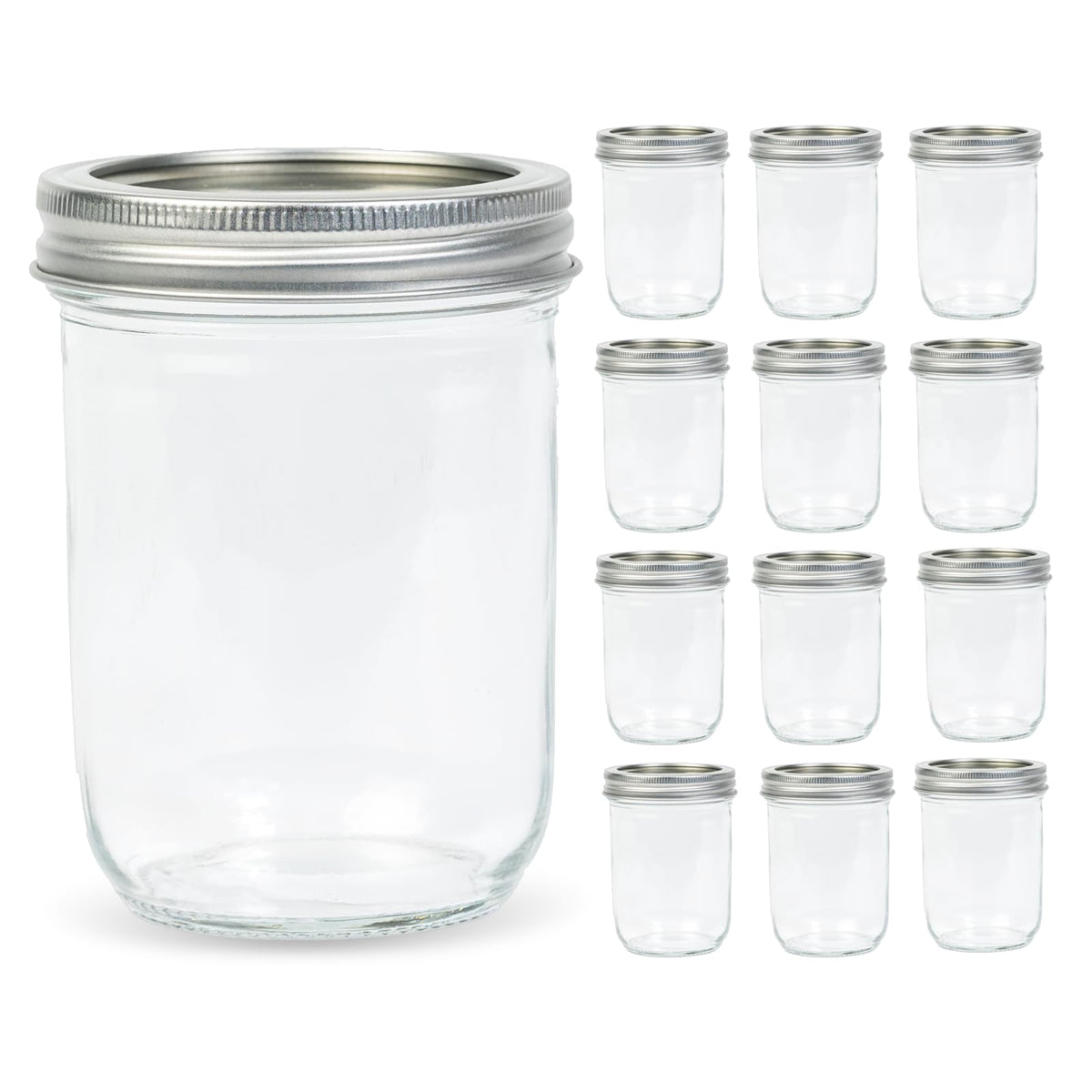Yodecy 16 oz wide-mouth mason jar with clear view for easy filling and quick access