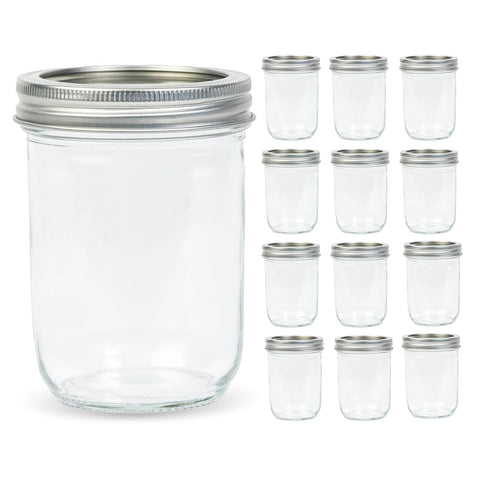 Yodecy 16 oz wide-mouth mason jar with clear view for easy filling and quick access
