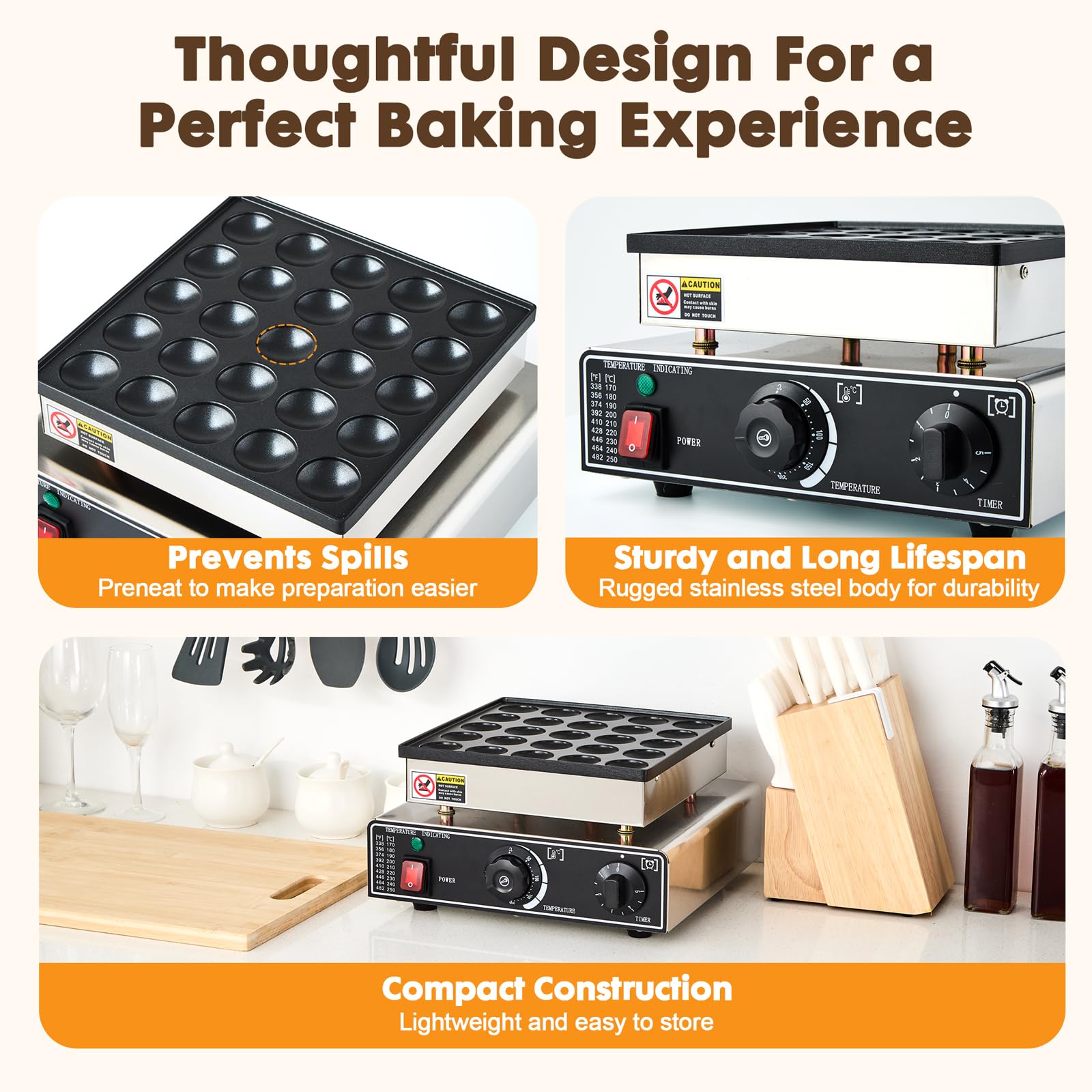 YODHOSA non-stick Dutch poffertjes grill top view with easy release