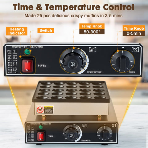 YODHOSA stainless steel muffin waffle maker control panel for precise settings