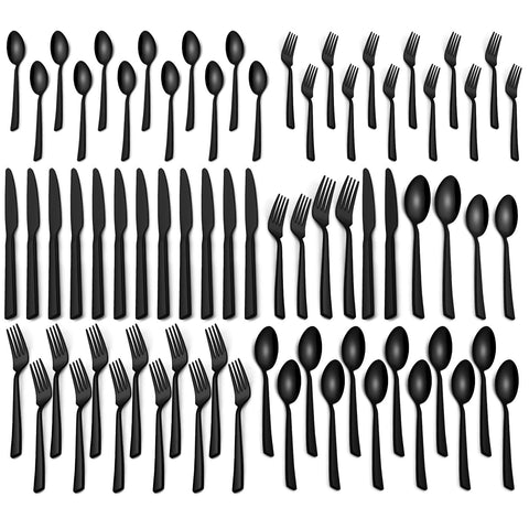 Yoehka black silverware dinner spoons on table for everyday meals.