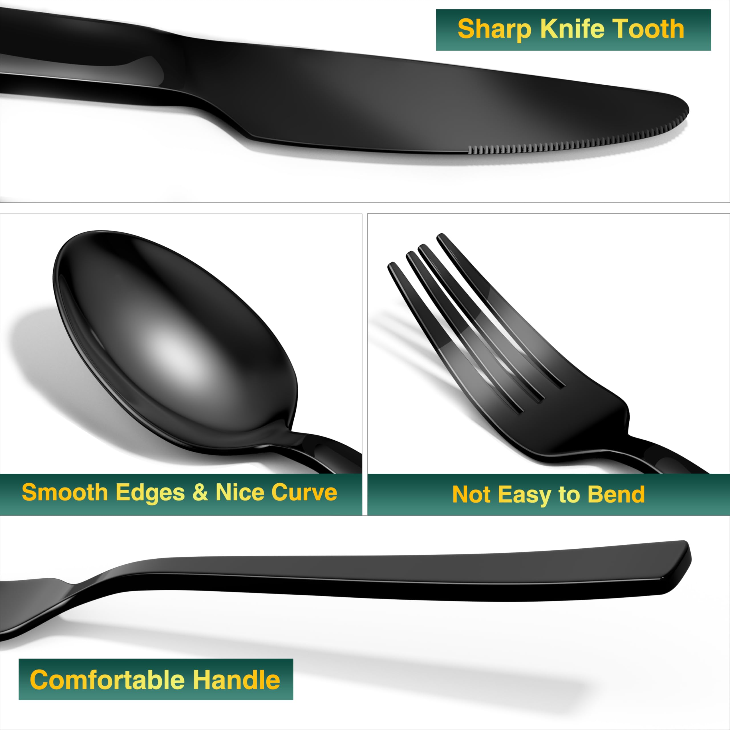 Yoehka black silverware salad dessert forks on serving tray for guests.