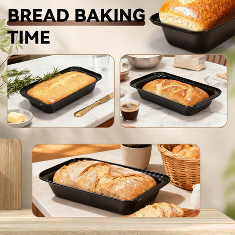 Yoehka bread pans showing rolled-edge design for long-lasting shape