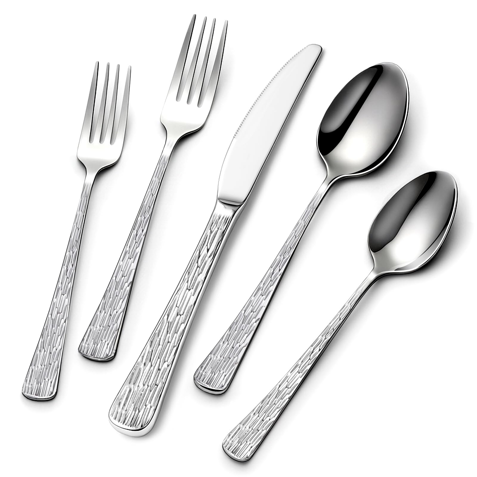 Yoehka hammered-silverware set dining spoons with textured finish for elegant meals