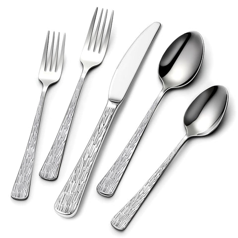 Yoehka hammered-silverware set dining spoons with textured finish for elegant meals