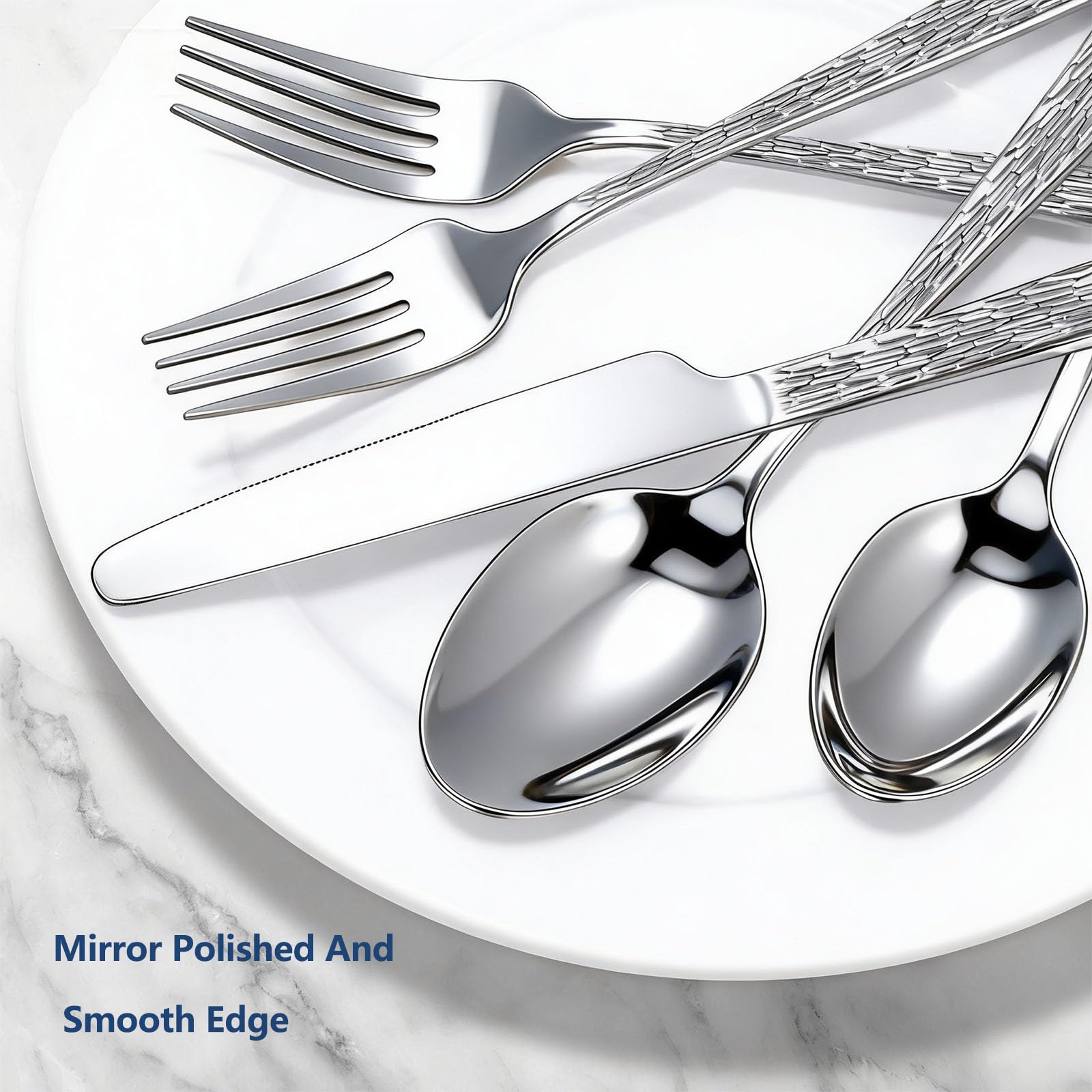 Yoehka tree-pattern salad forks with hammered texture for stylish meals