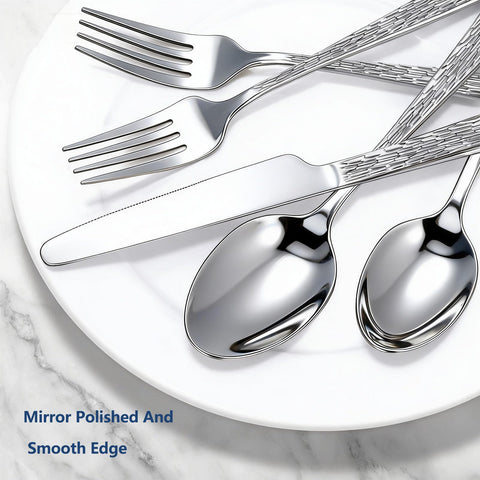 Yoehka tree-pattern salad forks with hammered texture for stylish meals