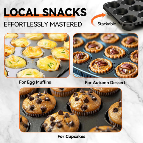 Yoehka muffin pan supports cupcakes and mini quiches for versatile servings.