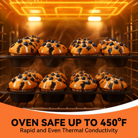 Yoehka muffin pan dishwasher-safe for convenient cleaning.