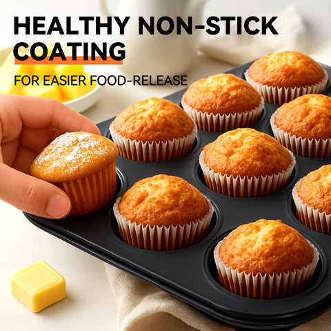 Yoehka muffin pan easy-release design for quick cleanup.