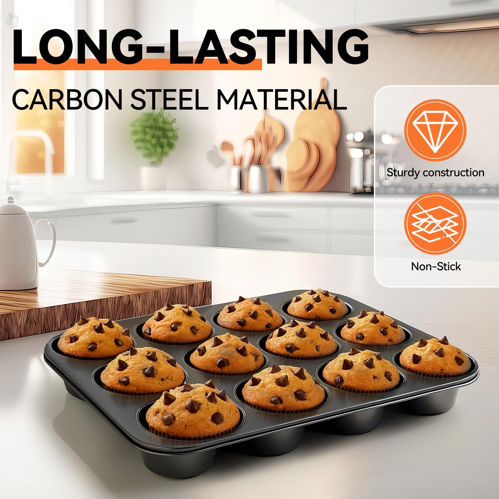 Yoehka honeycomb design muffin pan helps resist warping during high-heat baking.