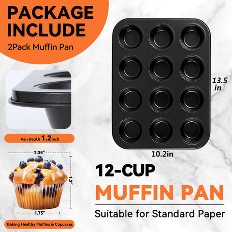 Yoehka muffin pan nonstick coating provides smooth muffin release.