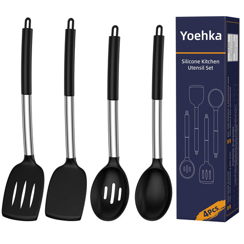 Yoehka solid spoon ideal for stirring and serving sauces with safe silicone.