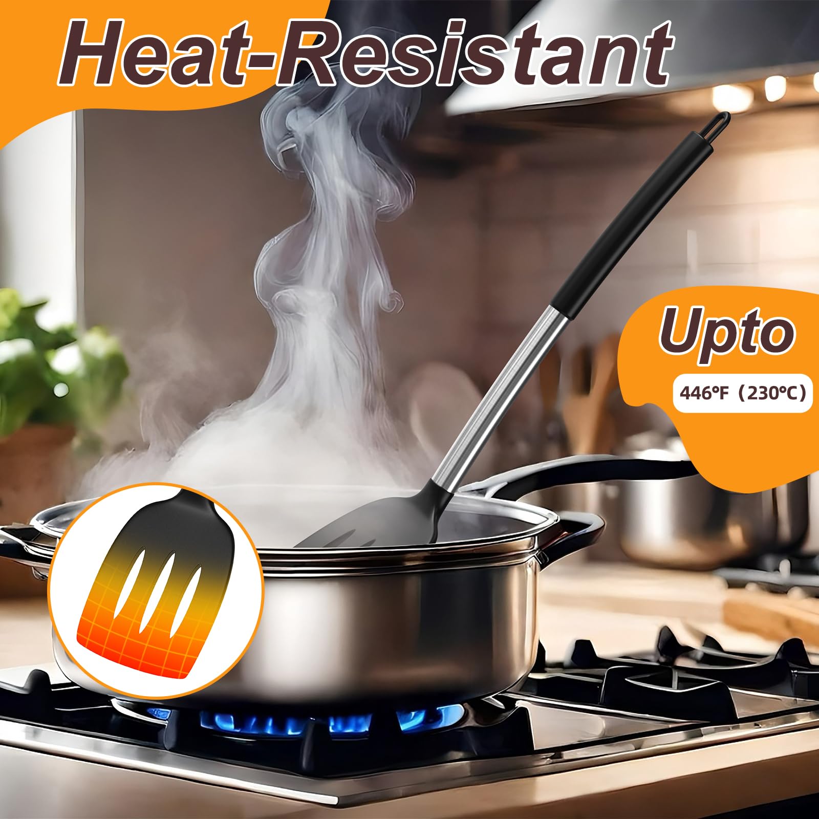 Yoehka solid turner turns meats and veggies evenly.