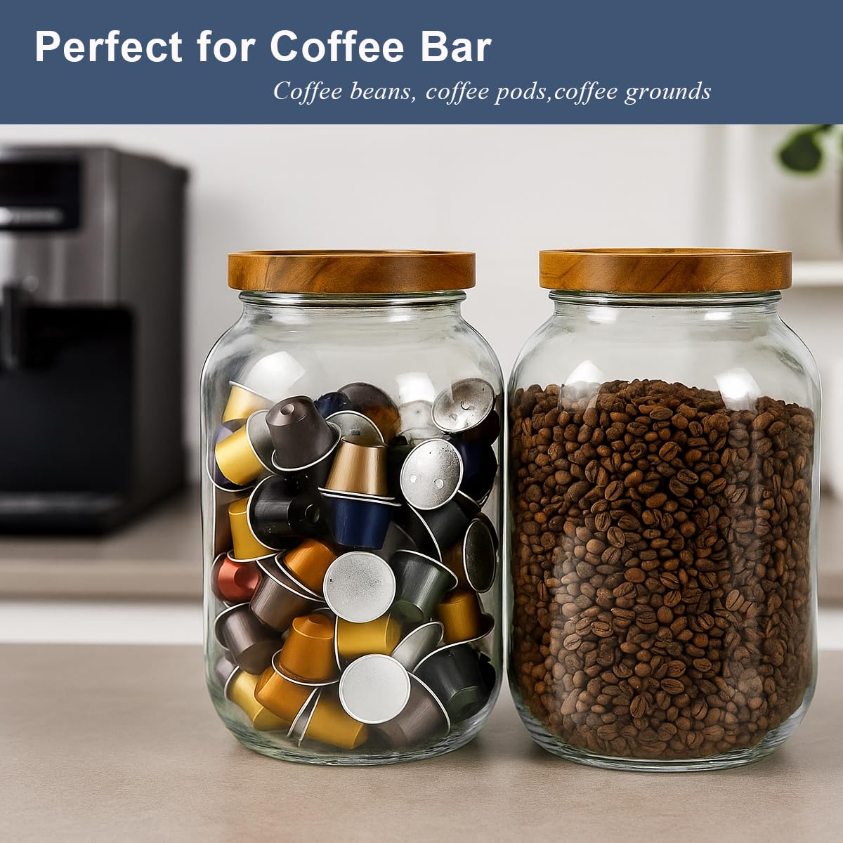 YoenKtss clear glass reveals contents for quick pantry checks.