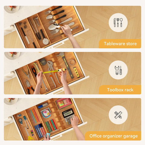 Yofidra bamboo silverware organizer drawer-perspective highlighting easy reach