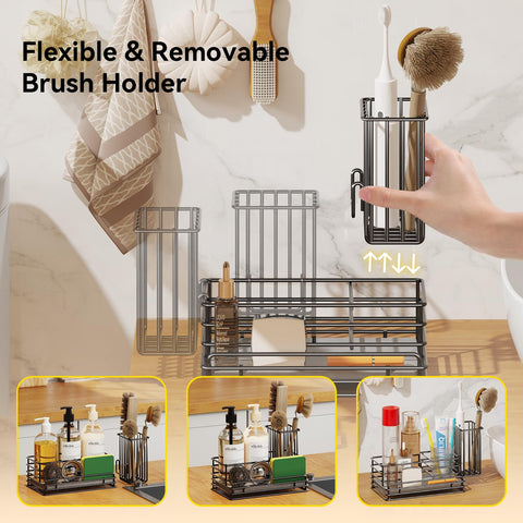 Yofidra 3-compartment layout holds brushes, bottles, and sponges neatly