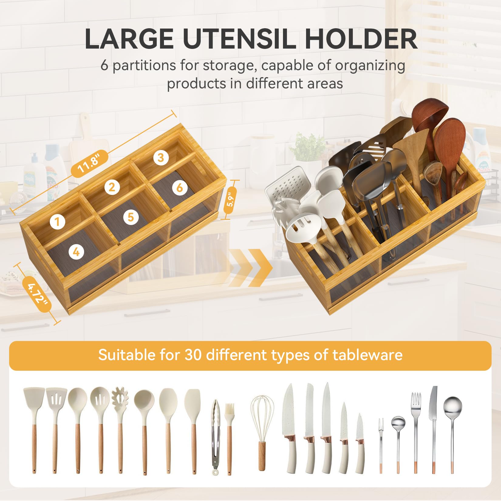 Yofidra natural bamboo finish adds warm farmhouse charm to kitchens
