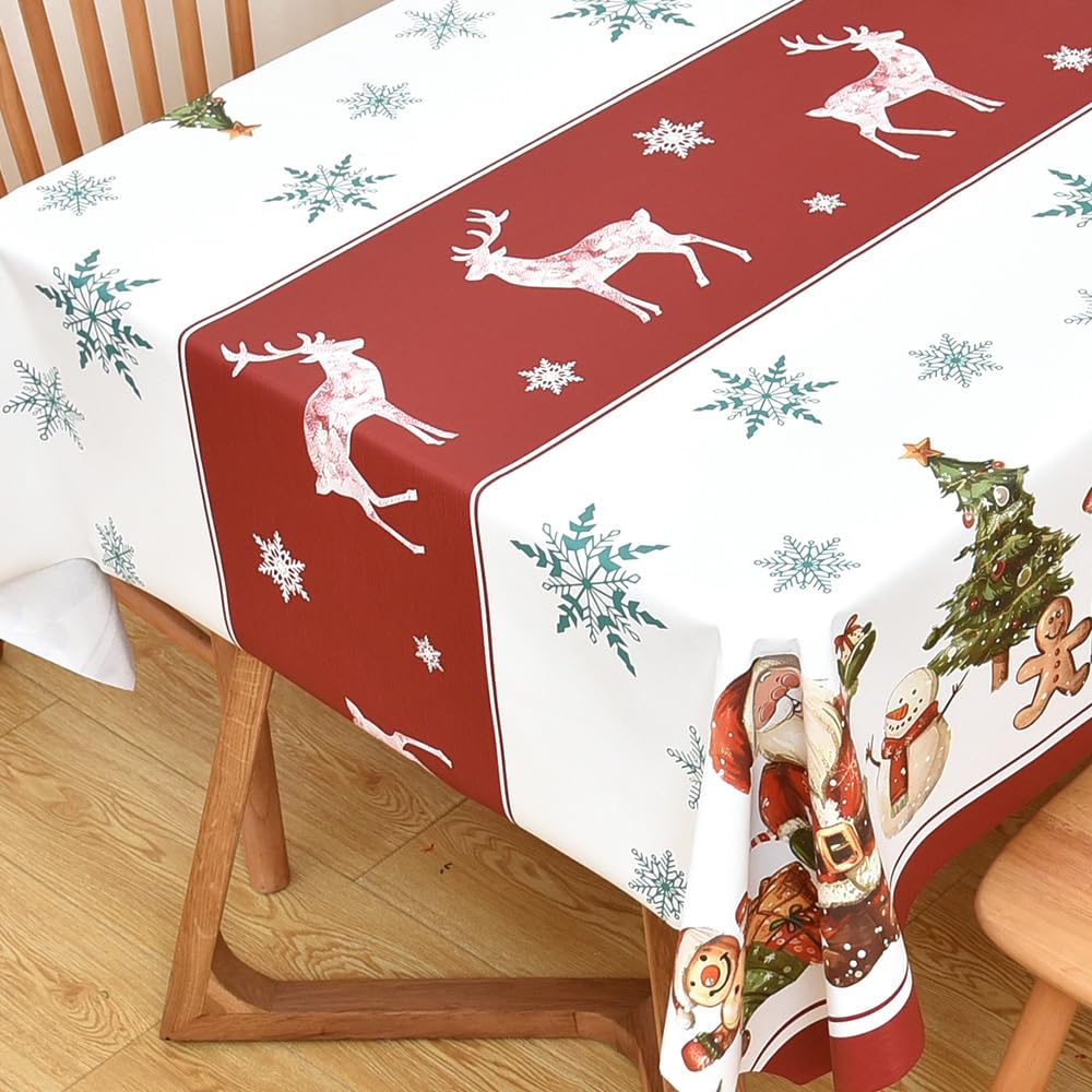 Yofori Christmas tablecloth with deer pattern protects the table and elevates holiday decor.