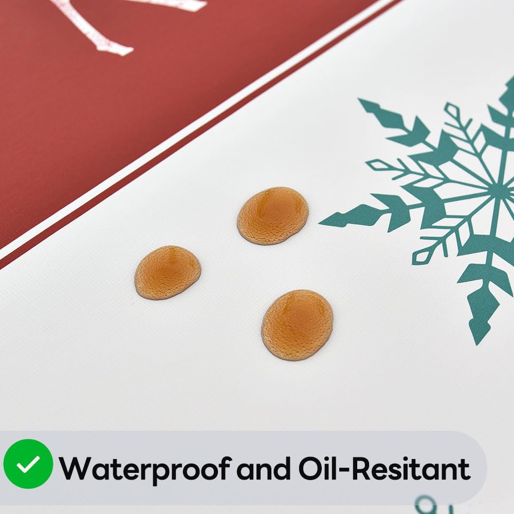 Yofori Christmas tablecloth featuring Santa motif eases cleanup after celebrations.