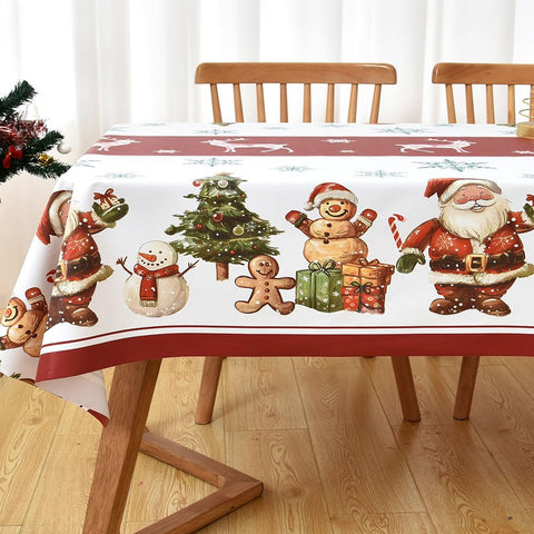 Yofori red holiday tablecloth drapes nicely for cozy dinners.