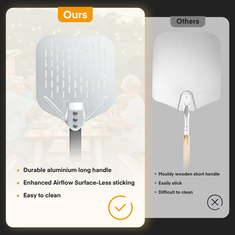 Yofuly nonstick coating on the peel aids easy release of pizzas.