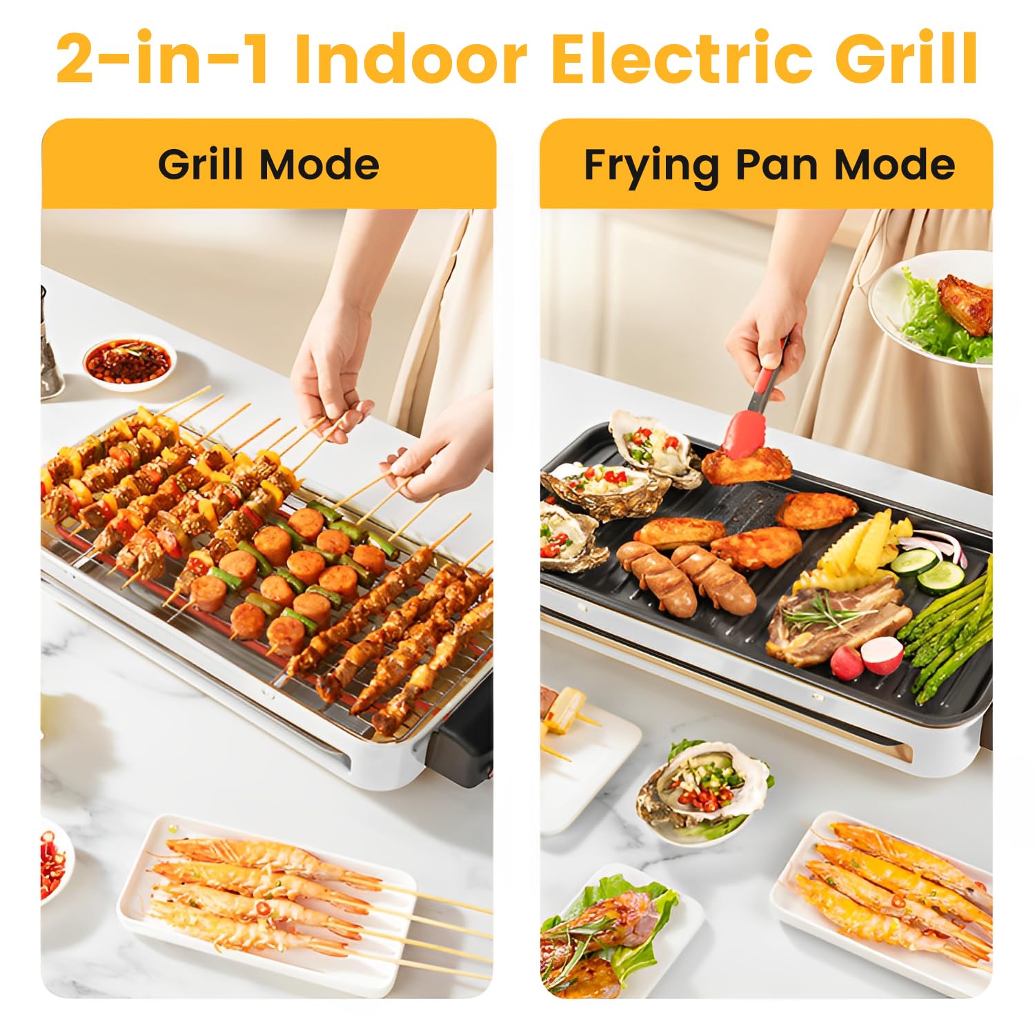 YOHAWJAN 2-in-1 smokeless grill assembly for cleaner indoor cooking
