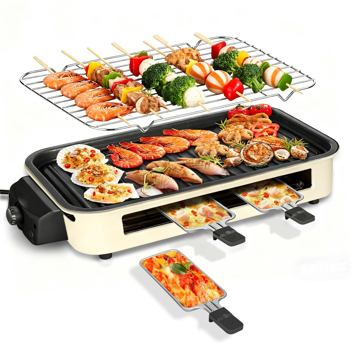 YOHAWJAN electric indoor grill front view with 1500W power for fast meals