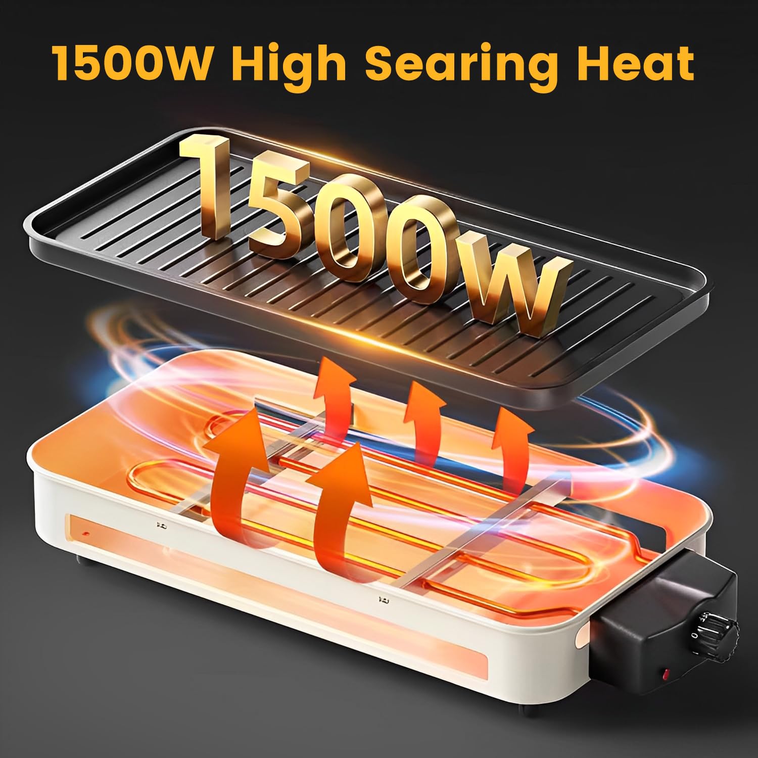 YOHAWJAN removable non-stick grill plate for easy cleaning