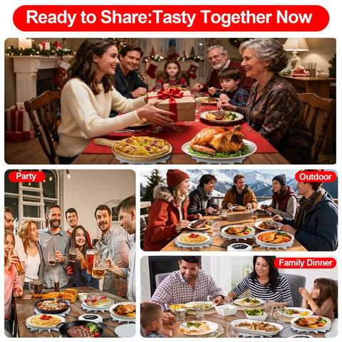 YOHHOS warming mat compatible with glass, stainless steel, and ceramic dishes