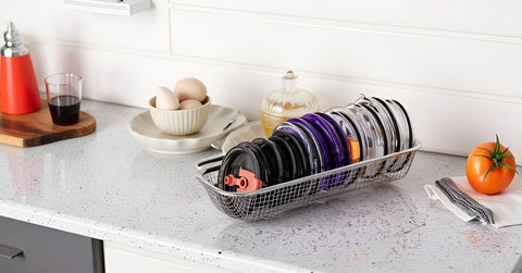 Yoku Made stainless steel mesh lid organizer combines durability with easy lid access