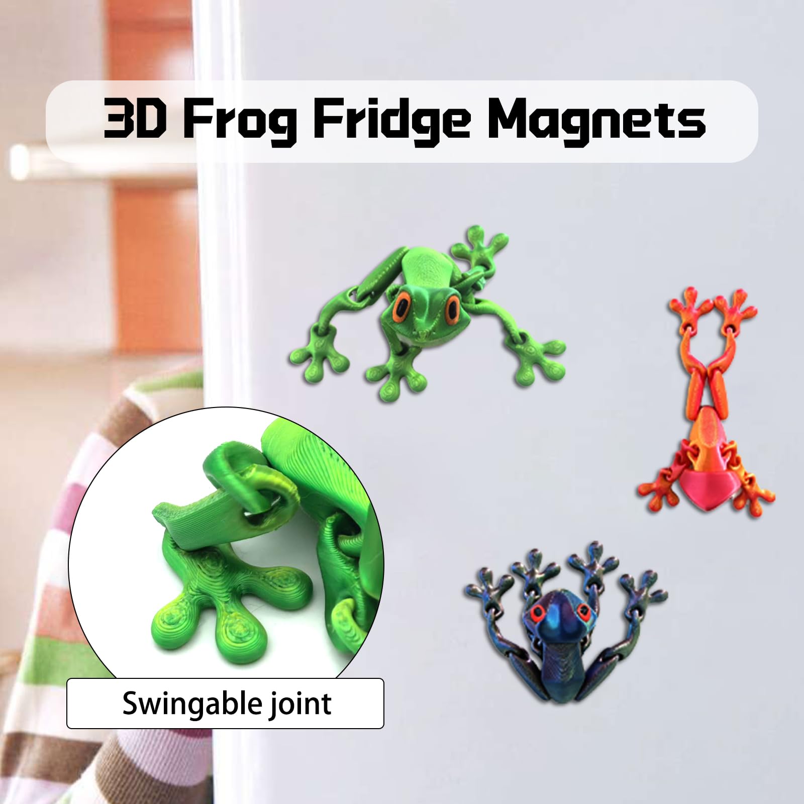 YOKUSHI frog magnets can be rearranged into creative poses on any metal surface.