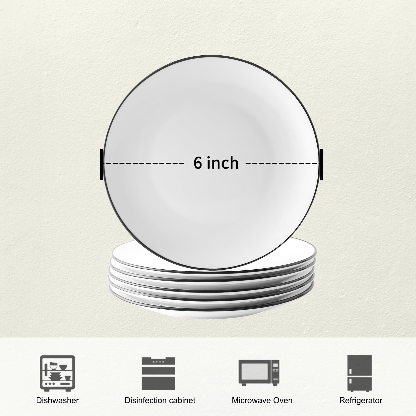YOLIFE dessert plates with black trim, elevate cake and pie presentations.