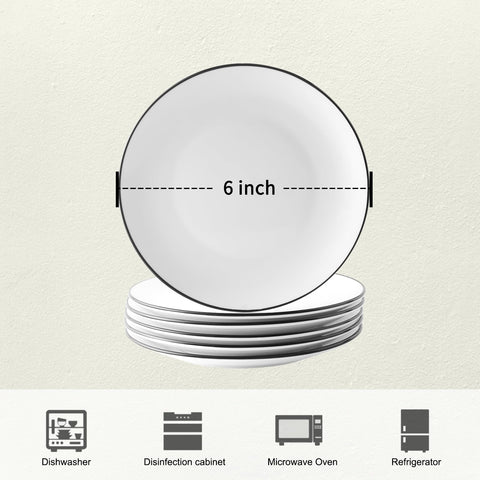 YOLIFE dessert plates with black trim, elevate cake and pie presentations.