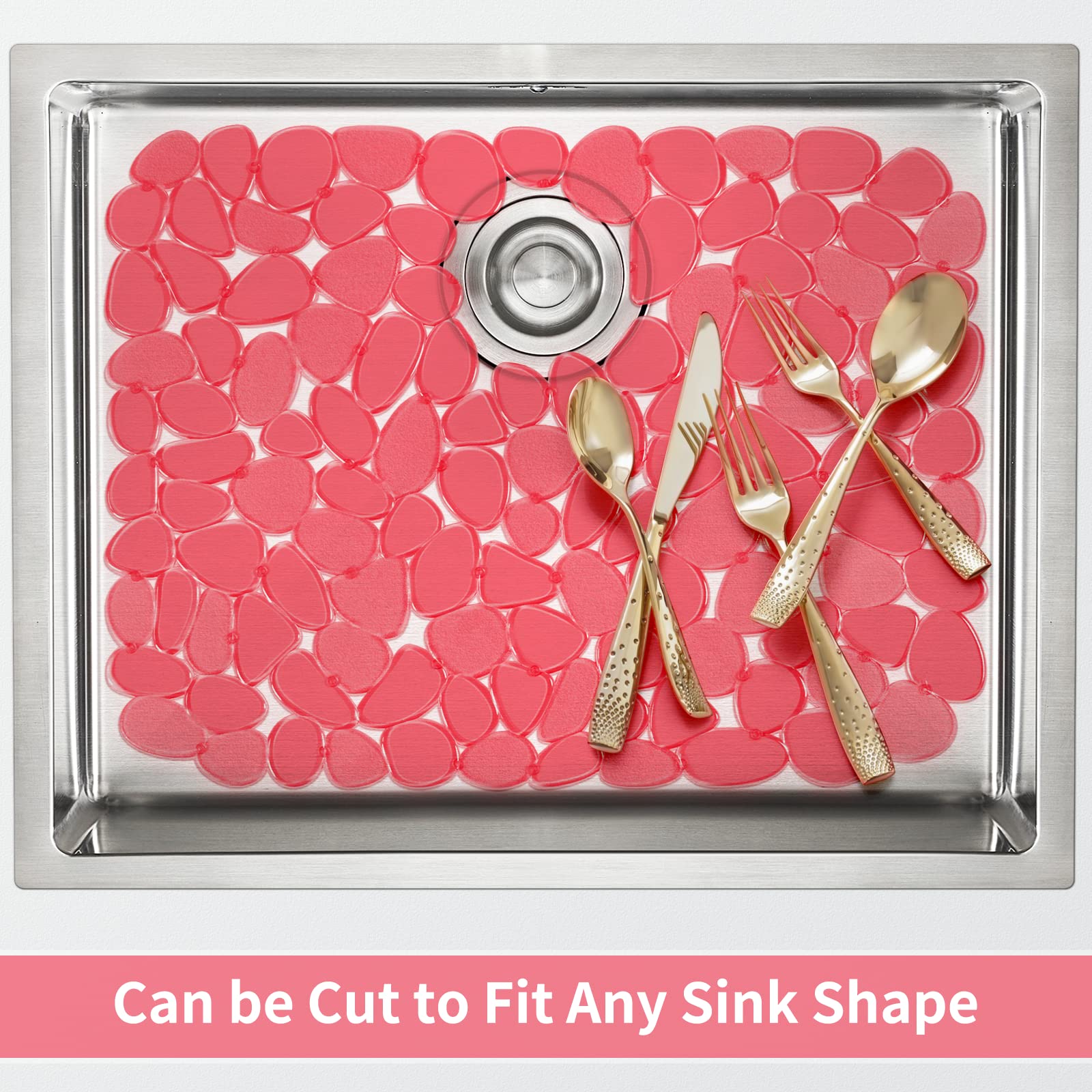 Yolife Pebble Sink Mat shows color variation under lighting as a stylish accent.