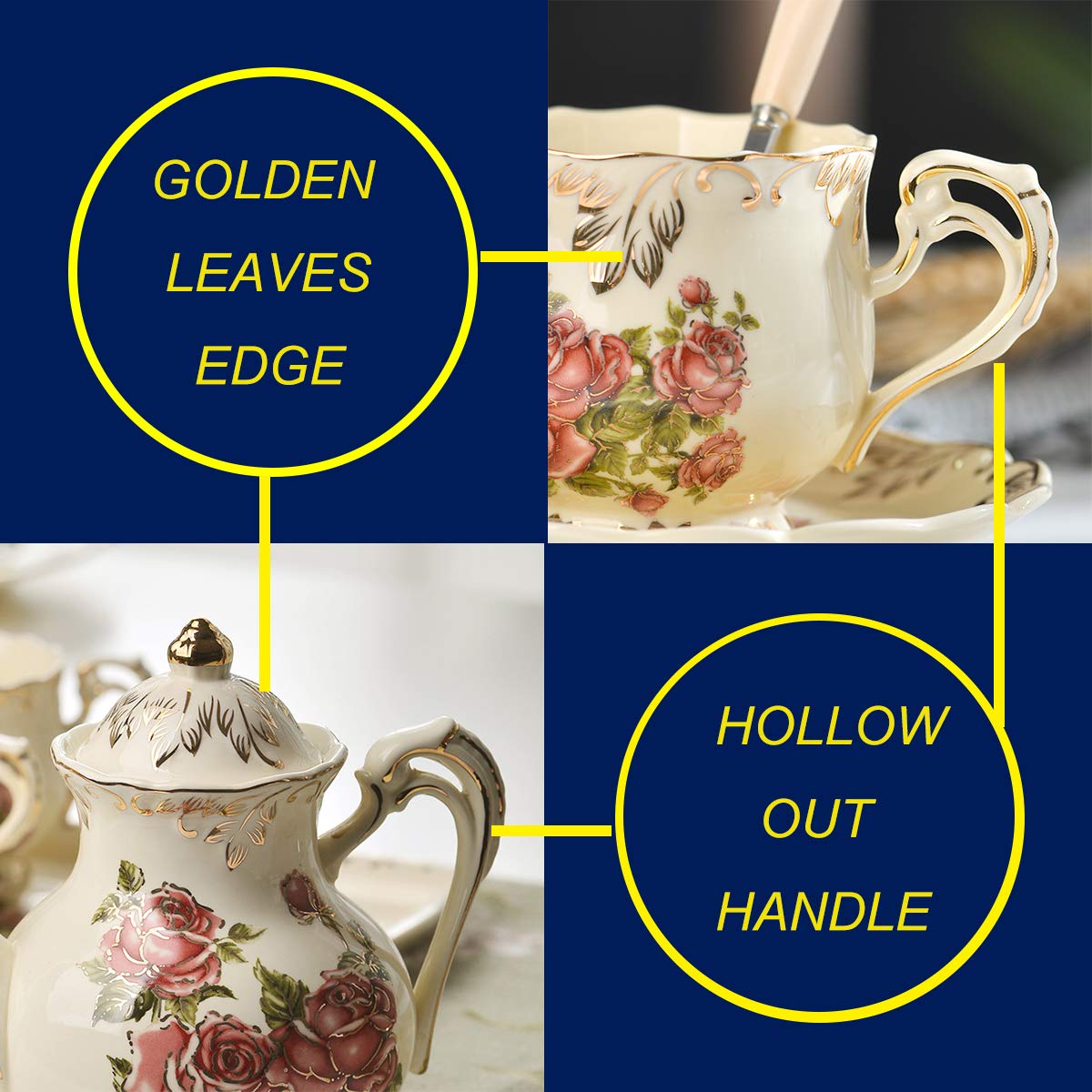 YOLIFE pattern detail highlights red roses and gold-edged trim.