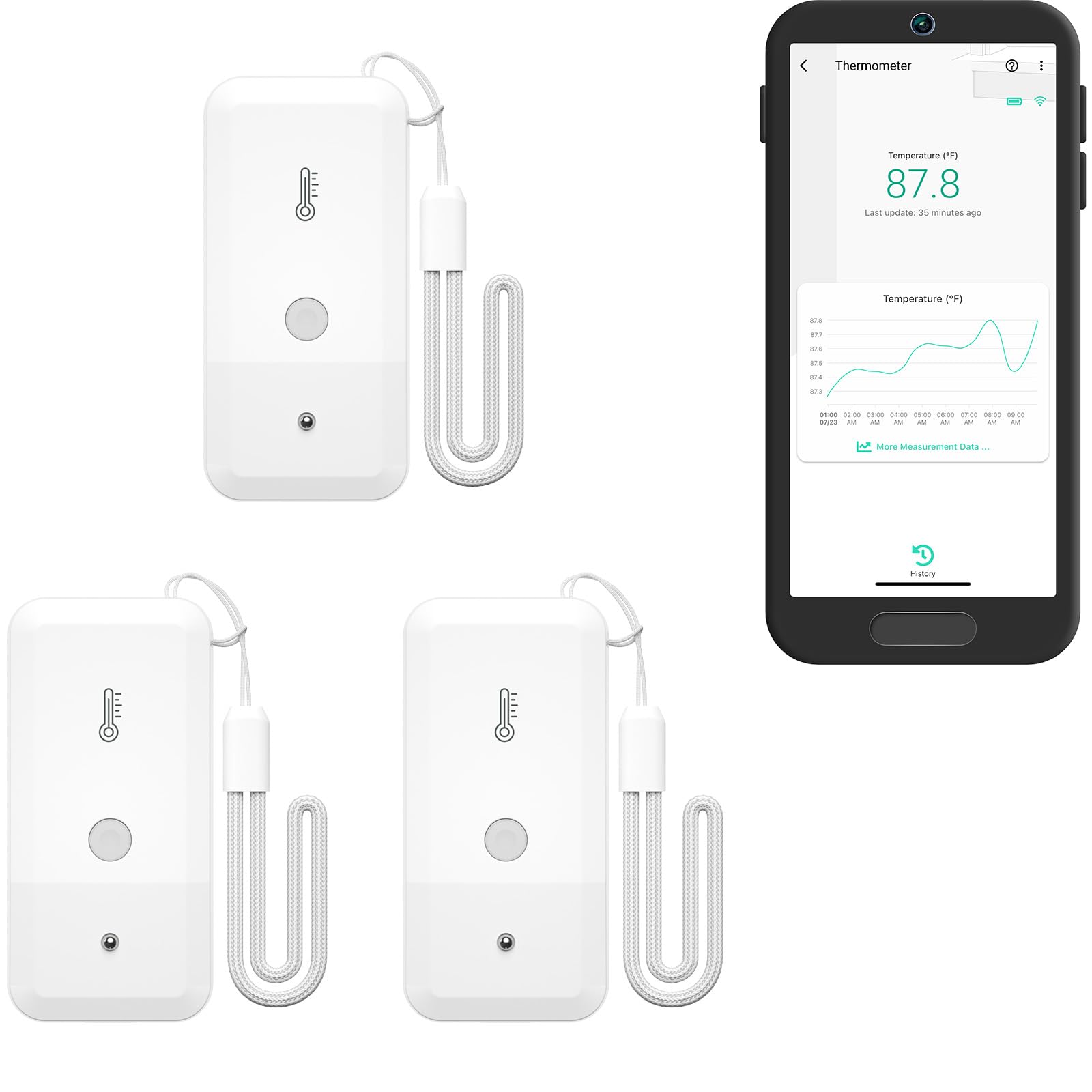 YoLink smart freezer thermometer front view with LoRa sensor for reliable fridge monitoring