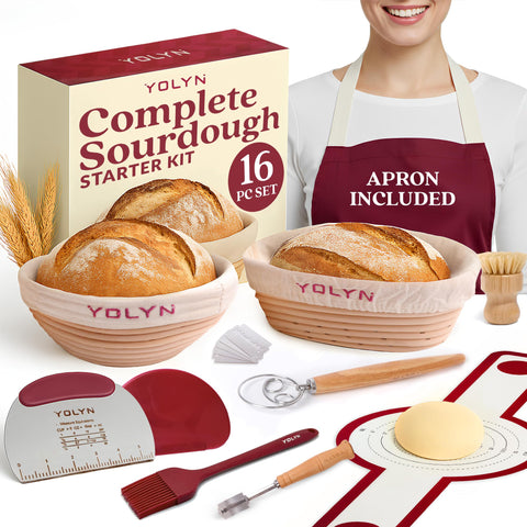 YOLYN round banneton basket 9-inch for even proofing and artisan crusts.