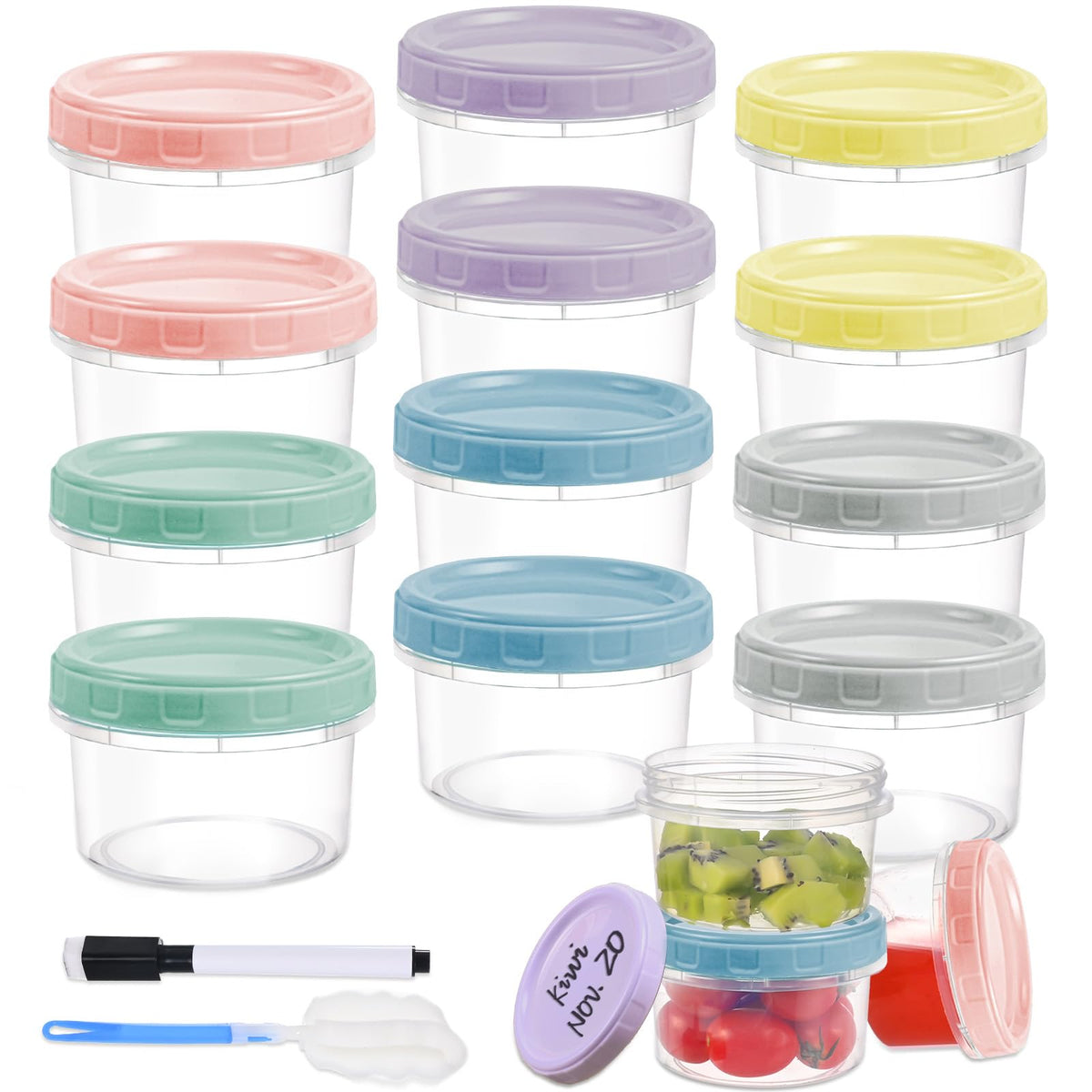 Yomarket 12-pack 8 oz containers with lids for snack prep and meal planning